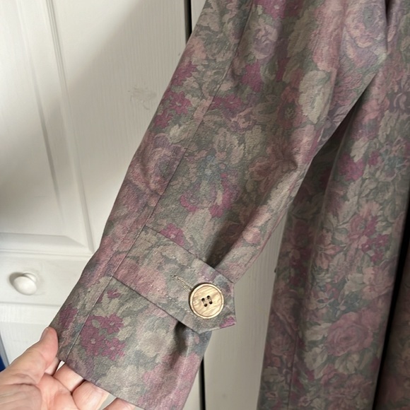 London Fog Floral Rain Trench Coat 22 - Picture 5 of 6